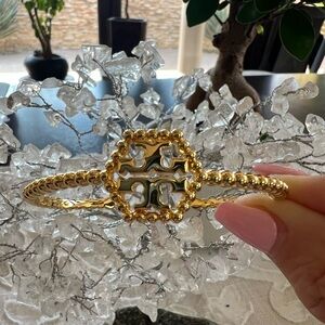 Tory Burch Hexagon Logo Cuff Bracelet